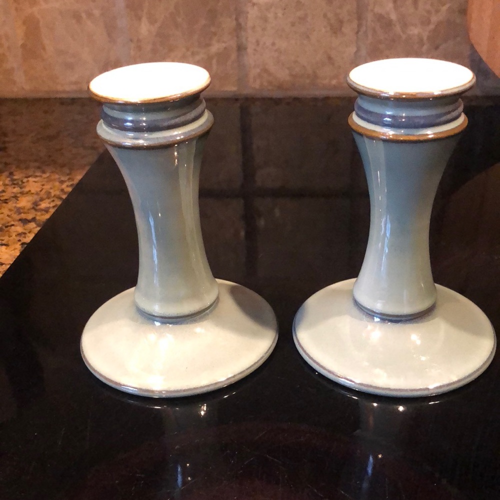 ***Hard to find Denby Regency Green candlestick holders